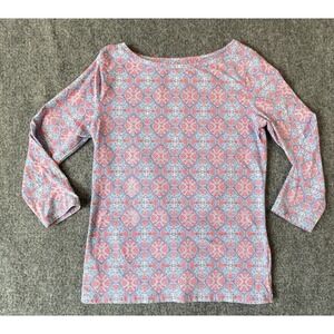 Talbots‎ Textured Ribbed Knit Boat Neck Multicolor  Top Size XS 3/4 Sleeves